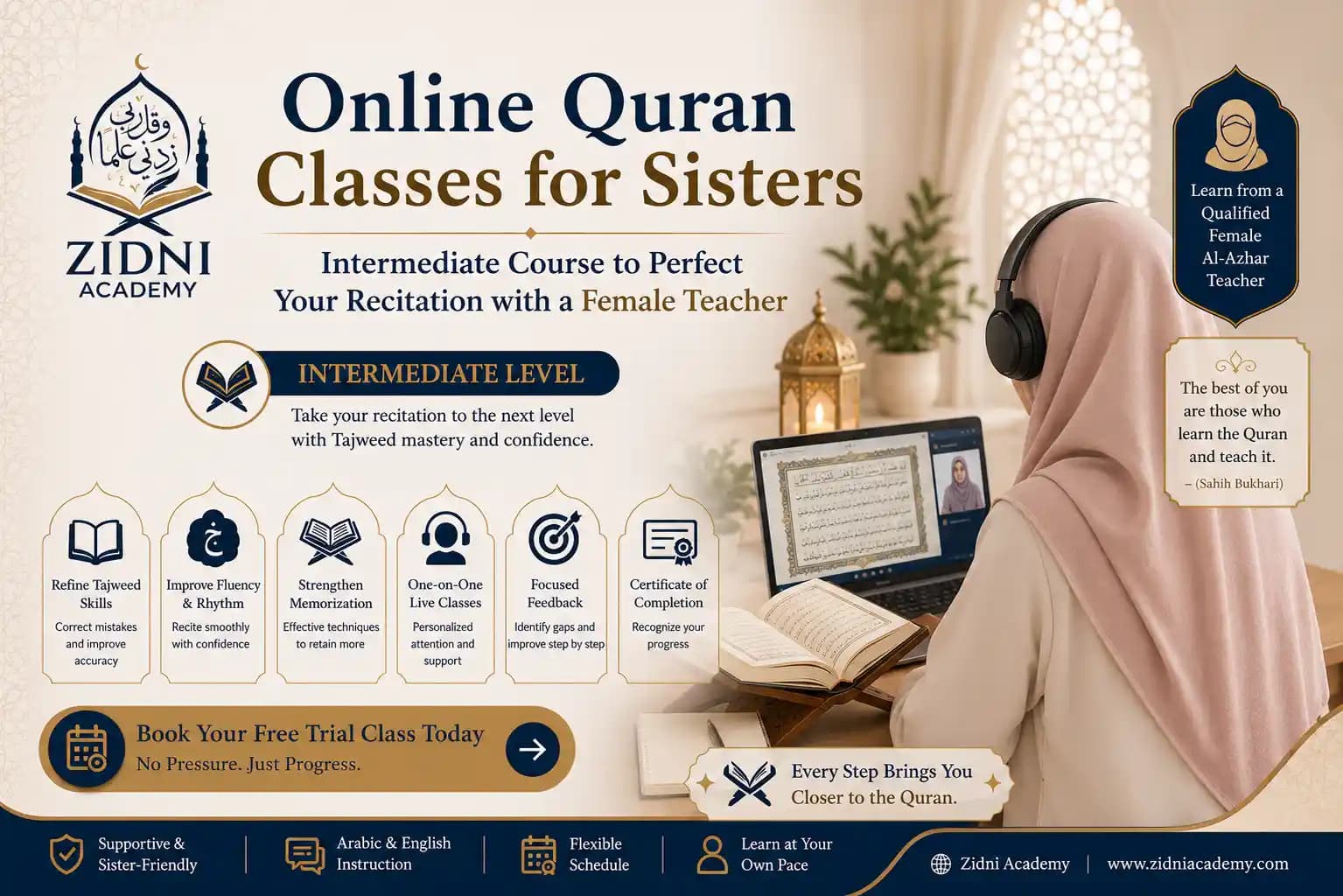Online Quran Classes for Sisters — Intermediate Course to Perfect Your Recitation with a Female Teacher