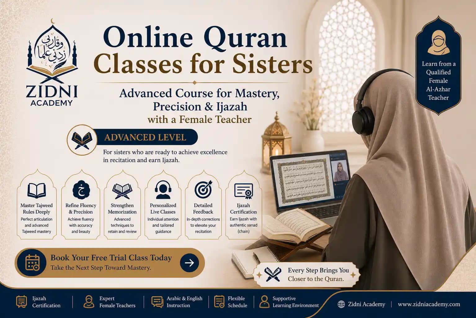 Online Quran Classes for Sisters — Advanced Course for Mastery, Precision & Ijazah with a Female Teacher